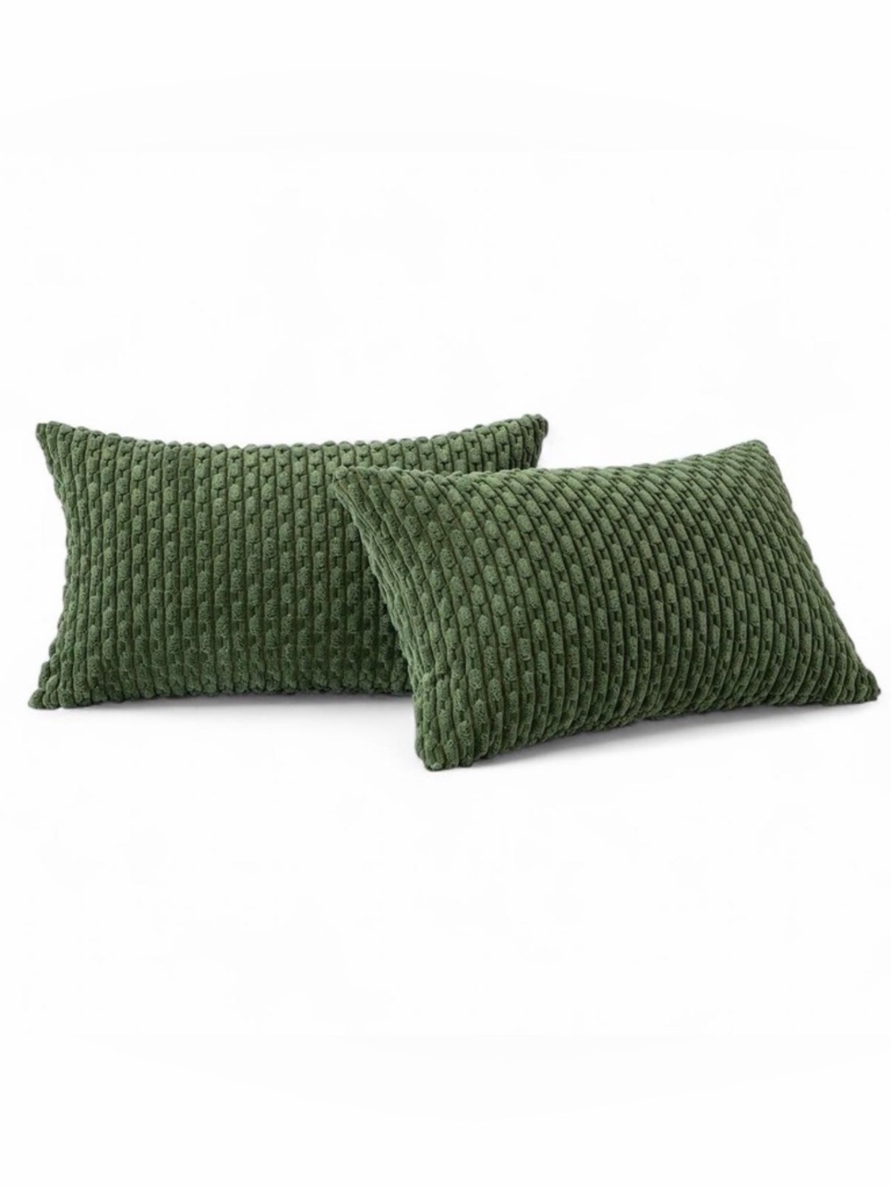 Green Set of 2 Throw Corduroy Pillow Covers 12x20